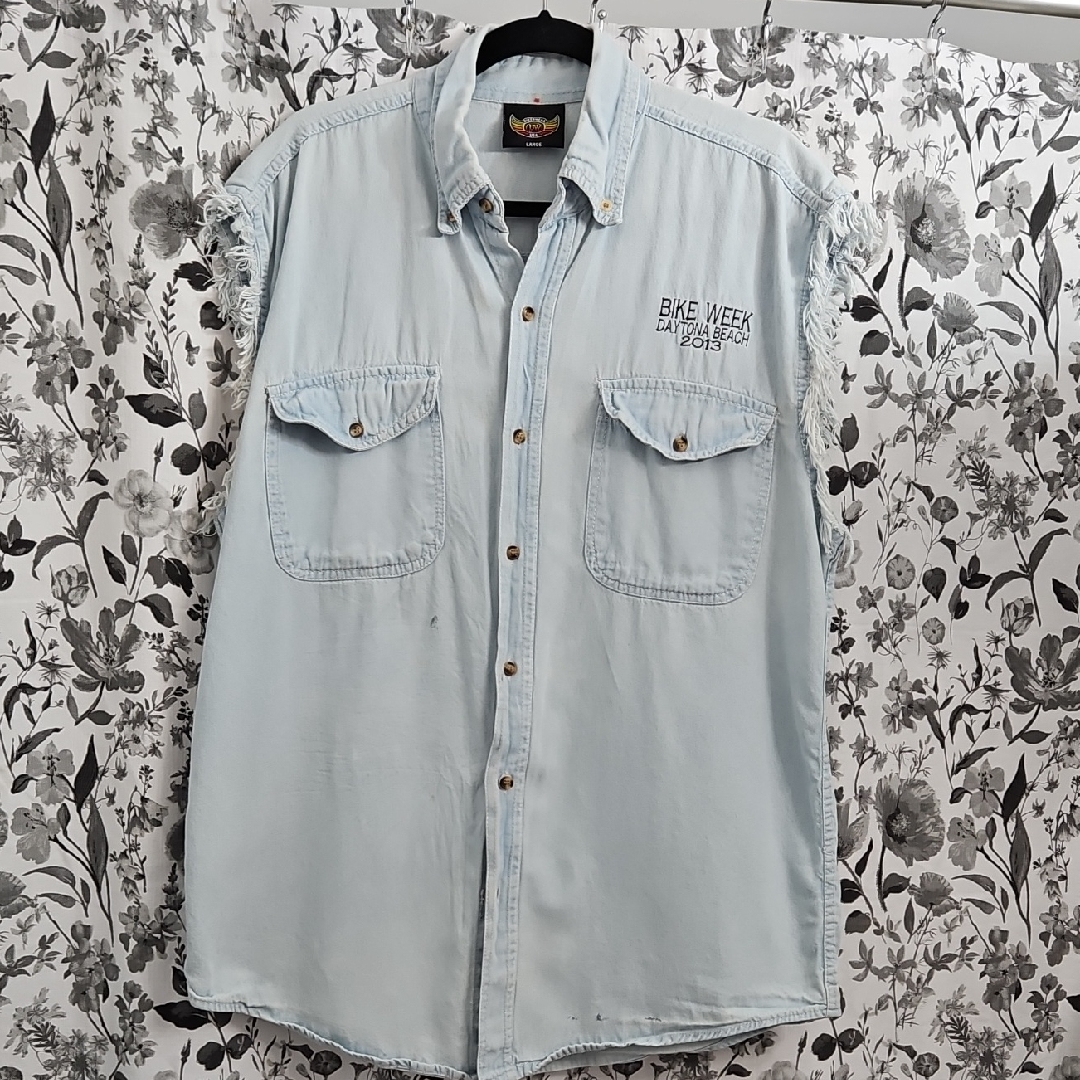 Mens Bikewear CutOff Demin Shirt Daytona Bike Week 2013Large